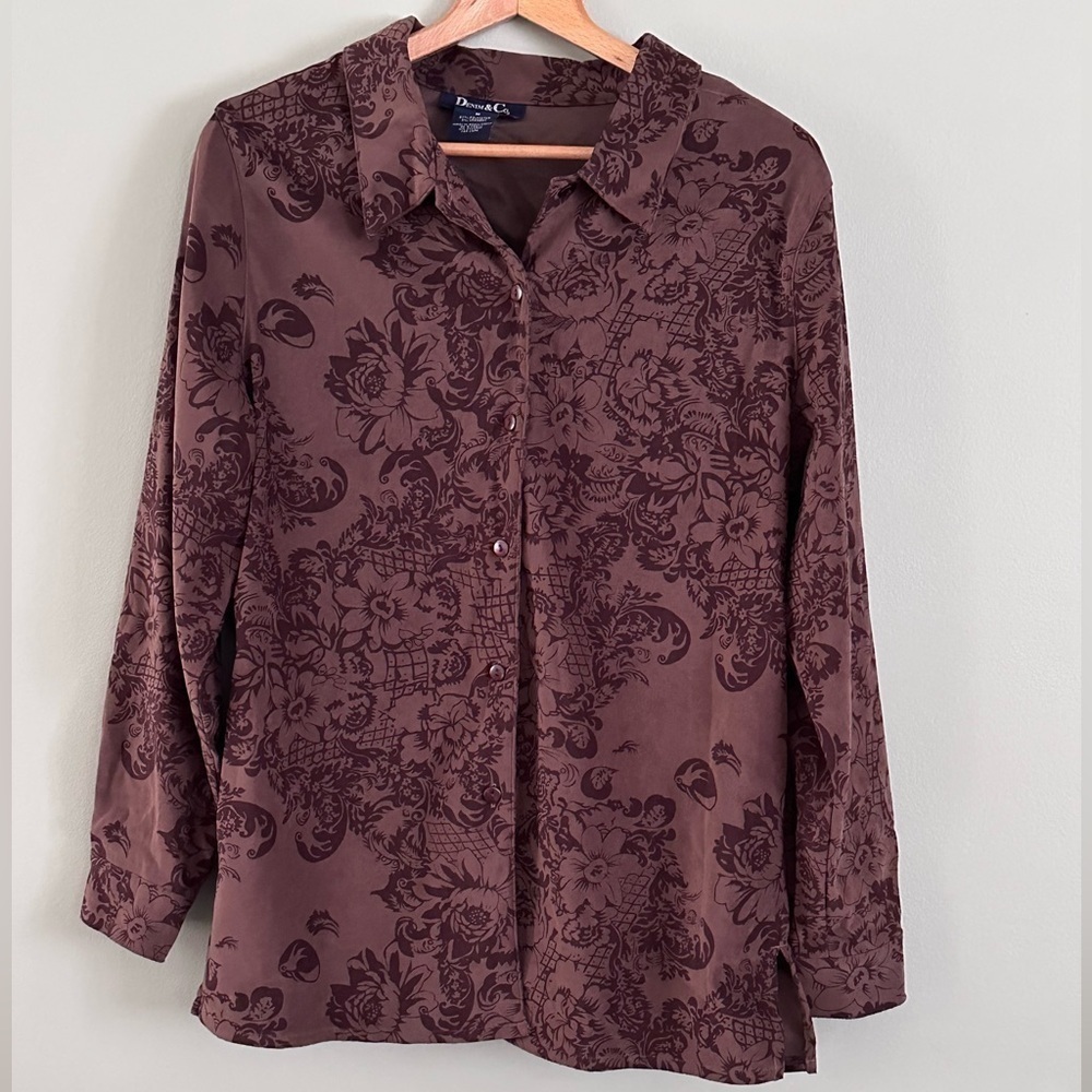 Denim & Co. Signature Roll Tab Sleeve Button
Front Tunic Lined Floral Relaxed